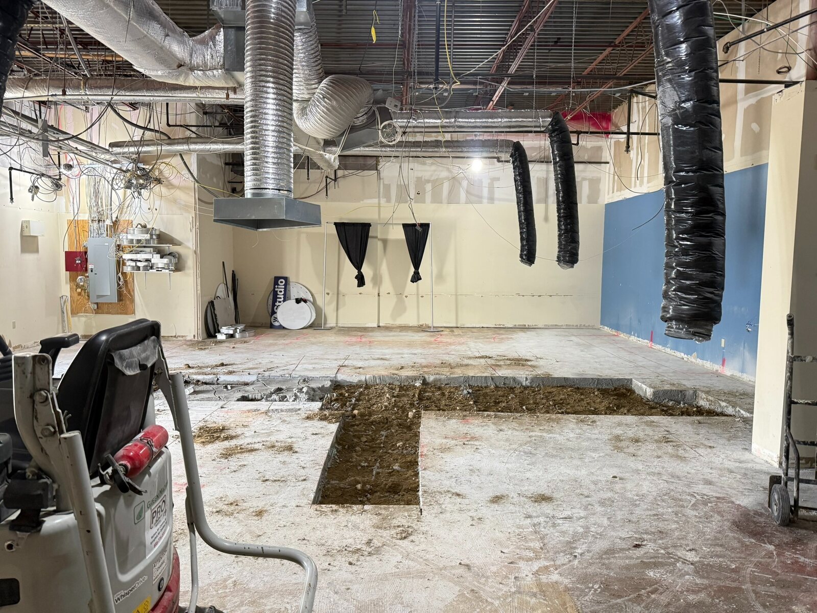 Alternate view of floor preparation inside the restaurant space